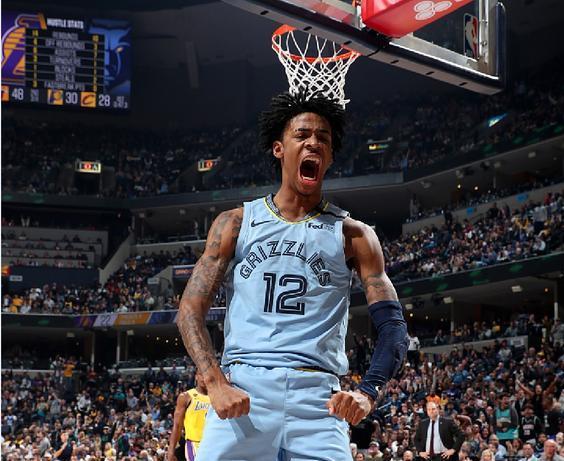  莫兰特劲爆扣篮集锦灰熊击败开拓者